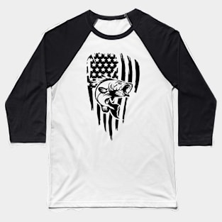 Bass American Flag Black Baseball T-Shirt